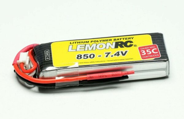 Lipoly-battery Pichler Lemon RC 2S/850mAh, 7.4V, 35/70C, 70x26x13mm, 49g